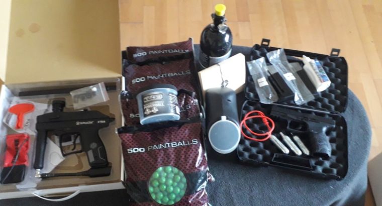 Spyder XTRA Paintball Markierer mit Zubehör + Walther/Umarex PPQ M2 T4E RAM Markierer Cal.43 Pistole