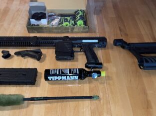 Planet Eclipse EMF 100 + Schulterstütze + HP Flasche MagFed Markierer