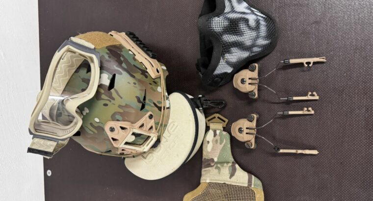 EXF Helm + Halter Gehörschutz + Bolle Tactical x1000 + Mundschutz