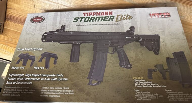 Tippmann Stormer Elite DualFed schwarz und Paintball Maske Carbon OPR Thermal schwarz