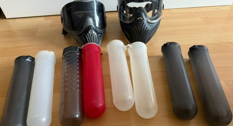 3 Paintballmarkierer plus 2 Masken