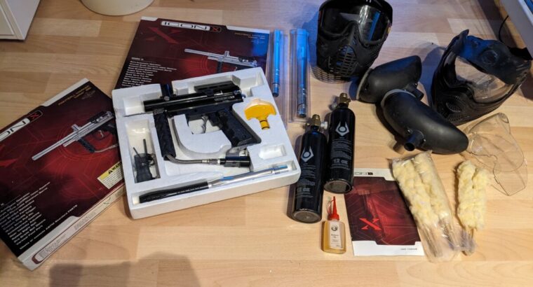 2x Komplettset mit Markierer, Hopper, Lauf, Gaskartusche, Masken