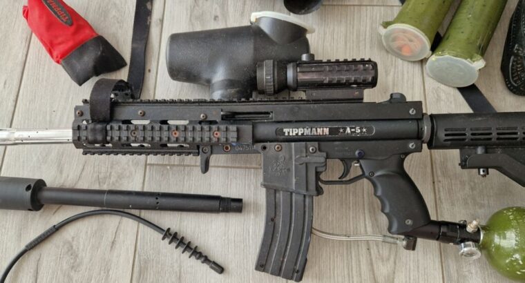 Tippmann A-5 Gewehr Markierer mit viel Zubehör