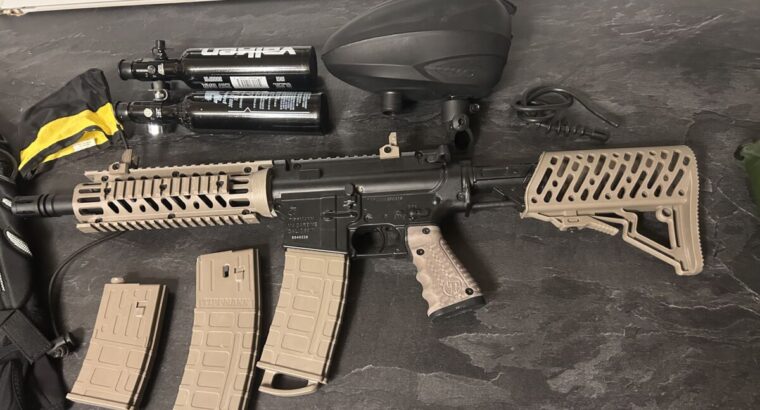 Tippmann TMC M4 Magfed Black/Desert mit Hopper und Umbaukit