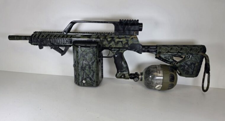 DYE DAM Paintball Markierer – Box Rotor, 12 Magazine, HP-Flasche, Ersatzteile und OVP