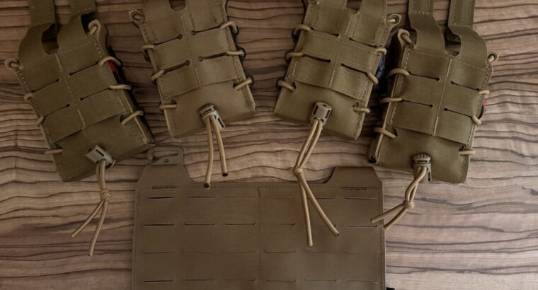 4x Templars Gear Fast Double Mag Pouch + Panel in Coyote Brown