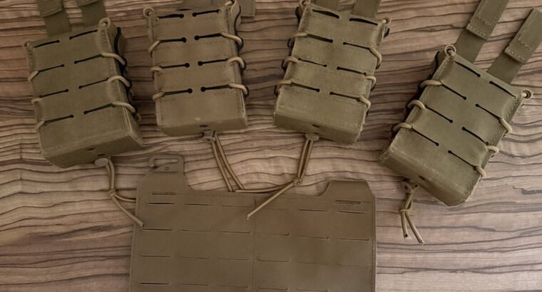 4x Templars Gear Fast Double Mag Pouch + Panel in Coyote Brown