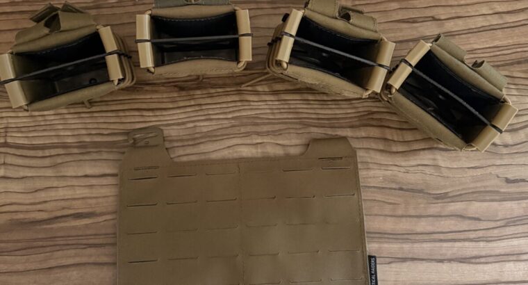 4x Templars Gear Fast Double Mag Pouch + Panel in Coyote Brown