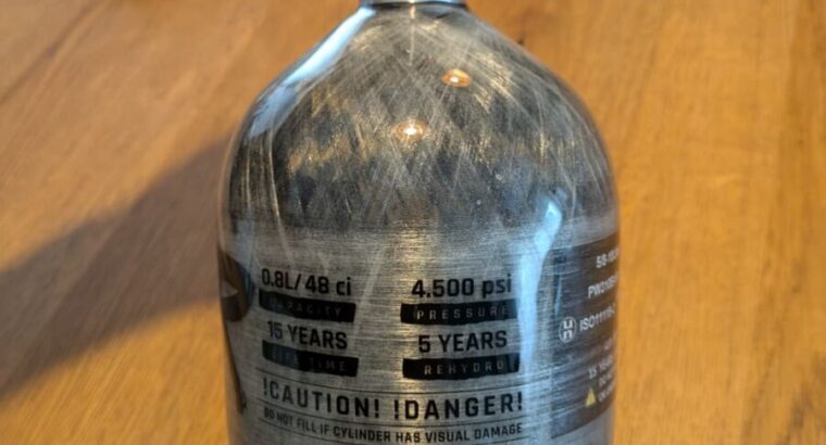 PowAir CARBON Series 0,8L / 48ci Paintball HP Flasche 300 Bar + Regulator