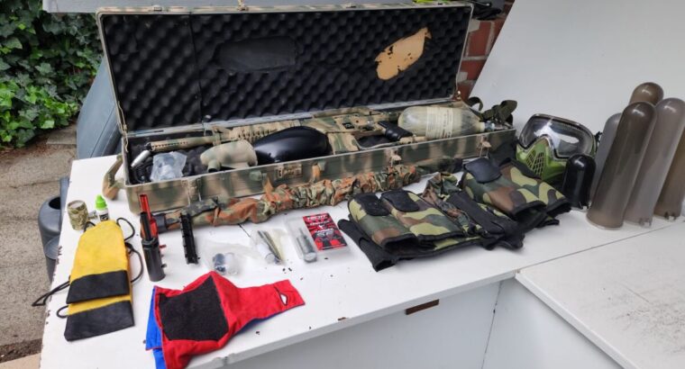 Tippman Bravo One großes Starter Set mit Maske, Koffer Behälter, Zubehör
