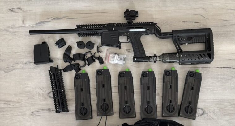 Planet Eclipse EMEK MG100 MagFed Komplettset – 6 Magazine, DYE Weste, HP & Koffer