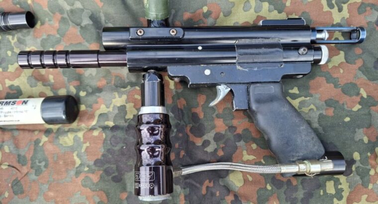 Paintball Markierer inkl. Zubehör, Gasflasche, zusätzlicher Lauf