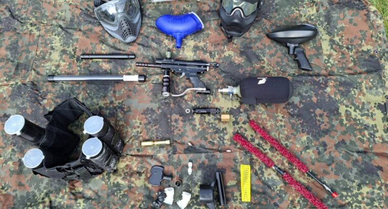 Paintball Markierer inkl. Zubehör, Gasflasche, zusätzlicher Lauf